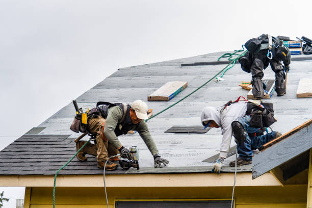 Professional Gutter Installation technician working in Willington, CT